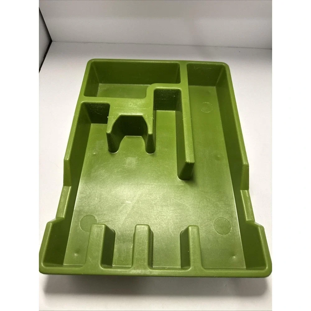 VTG Avocado Green MCM Silverware Utensil Tray Drawer Organizer 70s